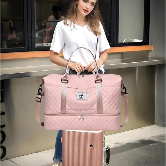 Travel Duffle Bag with Shoe Compartment, Large Weekender Tote for Women,Carry on - Picture 6 of 6